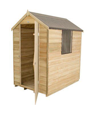 Forest Garden 6x4 ft Apex Green Wooden Shed with floor & 1 window - Assembly service included
