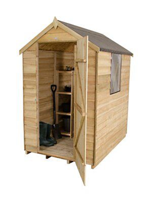 Forest Garden 6x4 ft Apex Green Wooden Shed with floor & 1 window - Assembly service included