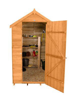 Forest Garden 6x4 ft Apex Natural timber Shed with floor & 1 window
