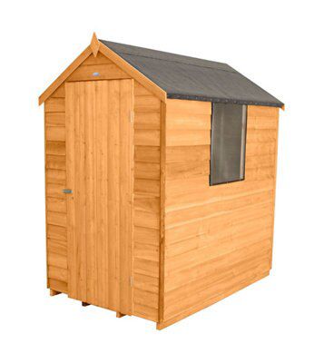 Forest Garden 6x4 ft Apex Natural timber Shed with floor & 1 window