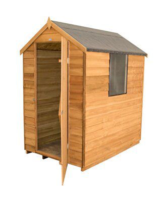 Forest Garden 6x4 ft Apex Natural timber Shed with floor & 1 window
