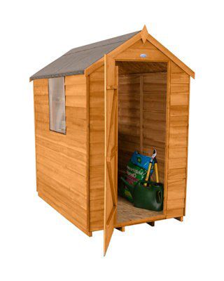 Forest Garden 6x4 ft Apex Natural timber Shed with floor & 1 window