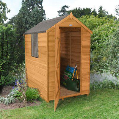 Forest Garden 6x4 ft Apex Natural timber Shed with floor & 1 window
