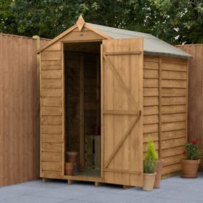 Forest Garden 6x4 ft Apex Overlap Dip treated Wooden Shed with floor (Base included)