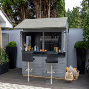 Forest Garden 6x4 ft Apex Shiplap Wooden Garden bar with Single door - Assembly service included