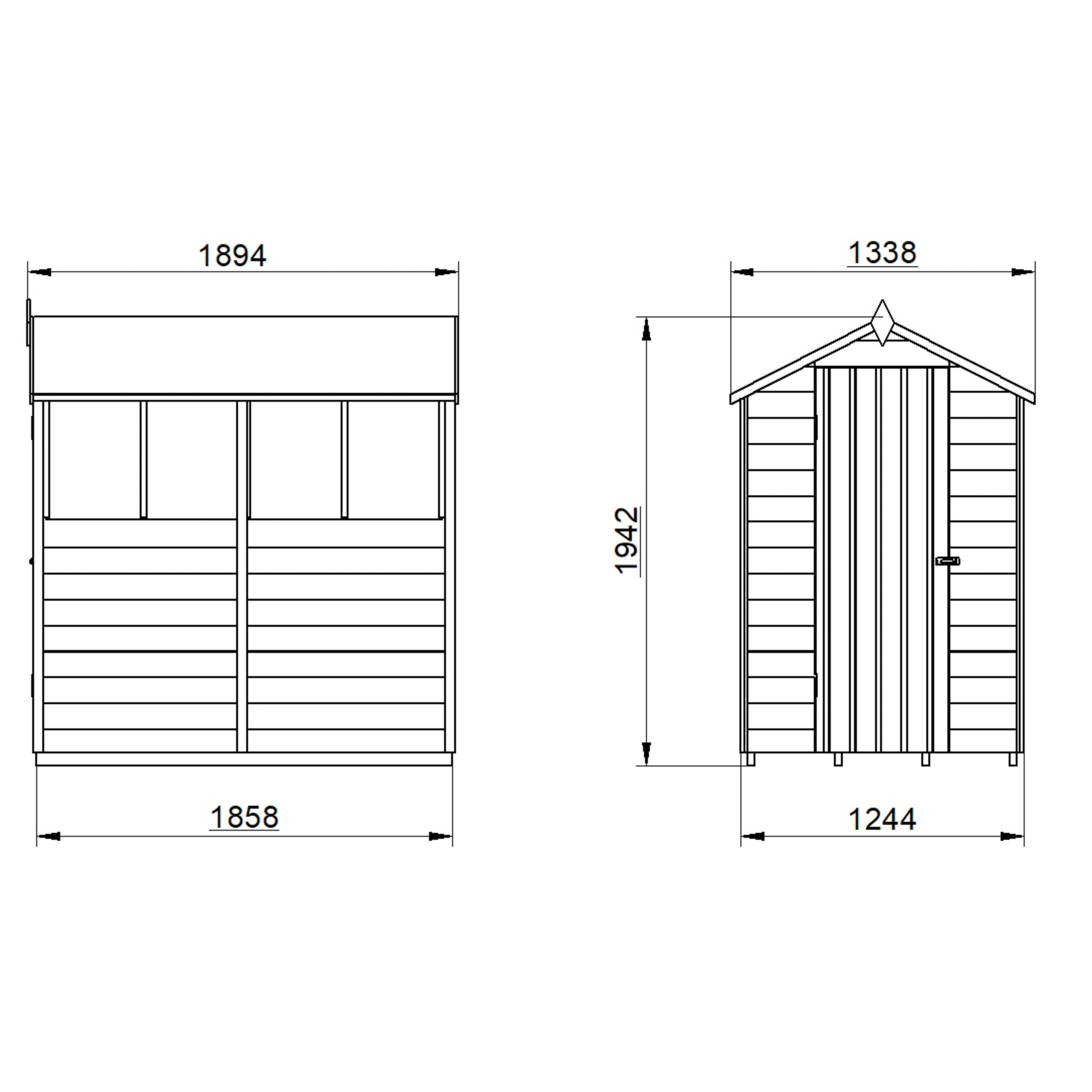 Forest Garden 6x4 ft Apex Wooden Shed with floor & 4 windows - Assembly service included