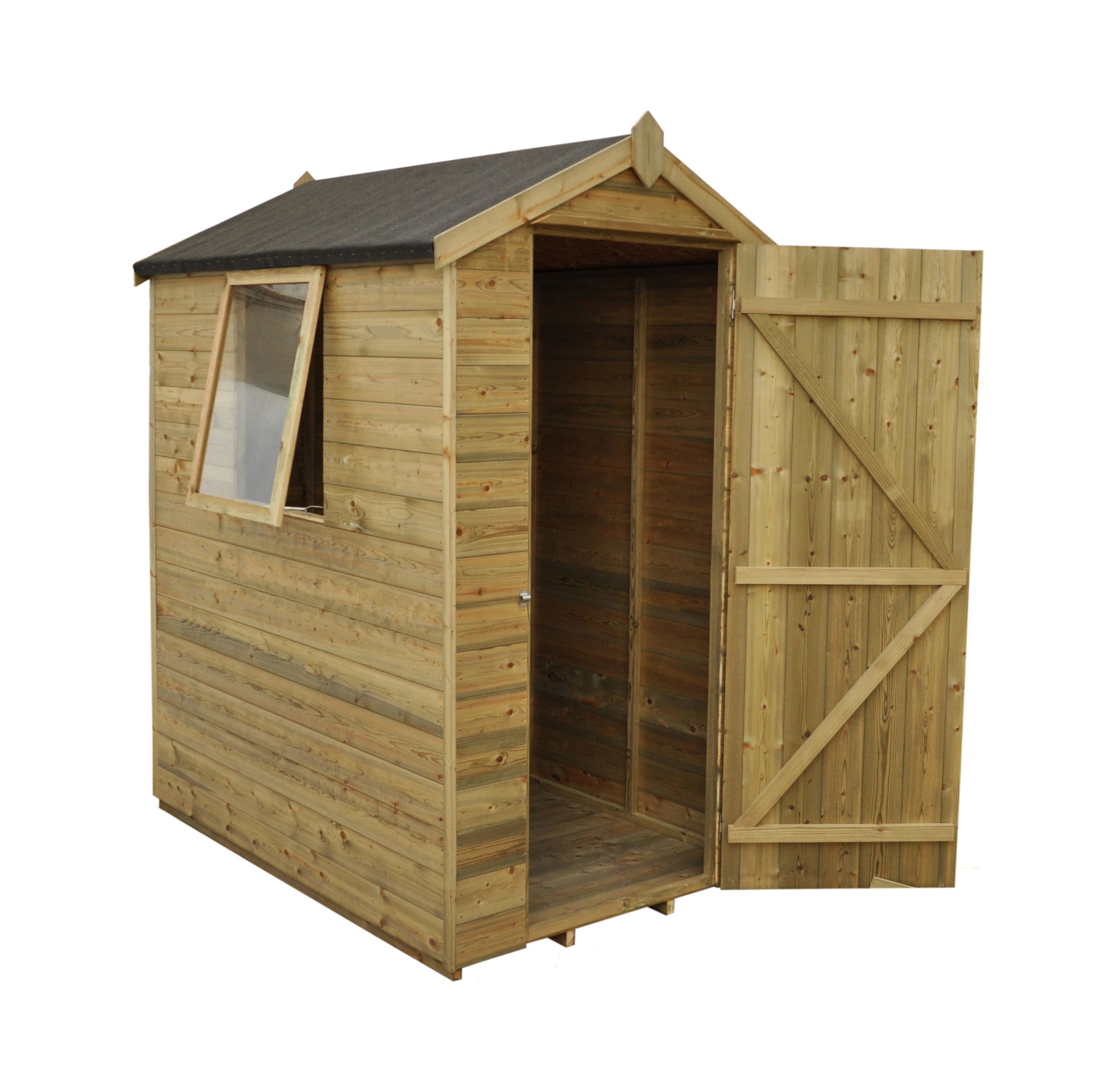 Forest Garden 6x4 ft Apex Wooden Shed with floor - Assembly service included