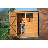 Forest Garden 6x4 ft Pent Golden brown Wooden Shed & 1 window - Assembly service included