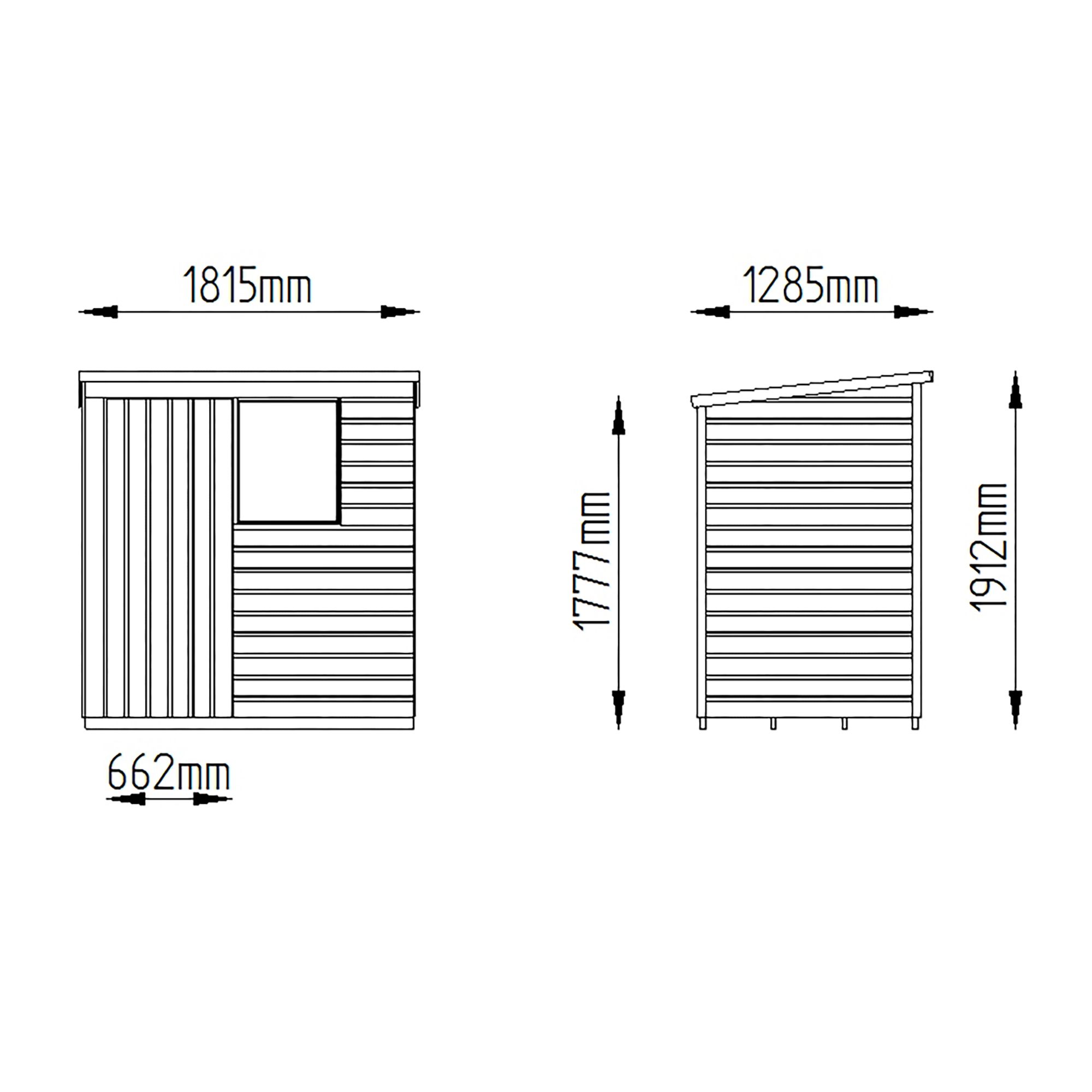 Forest Garden 6x4 ft Pent Golden brown Wooden Shed & 1 window (Base included) - Assembly service included