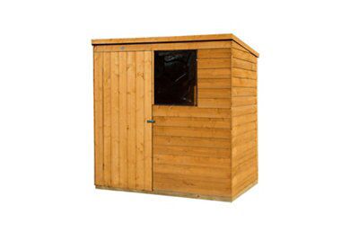 Forest Garden 6x4 ft Pent Golden brown Wooden Shed & 1 window (Base included) - Assembly service included