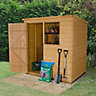 Forest Garden 6x4 ft Pent Golden brown Wooden Shed with floor & 1 window (Base included) - Assembly service included