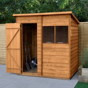 Forest Garden 6x4 ft Pent Overlap Wooden Shed with floor & 2 windows - Assembly service included