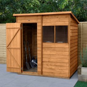 Forest Garden 6x4 ft Pent Overlap Wooden Shed with floor (Base included) - Assembly service included