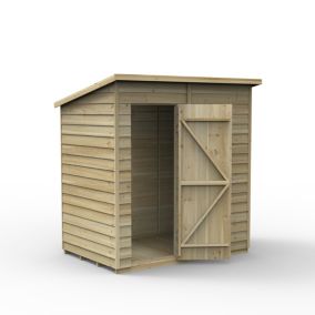 Forest Garden 6x4 ft Pent Overlap Wooden Shed with floor (Base included)