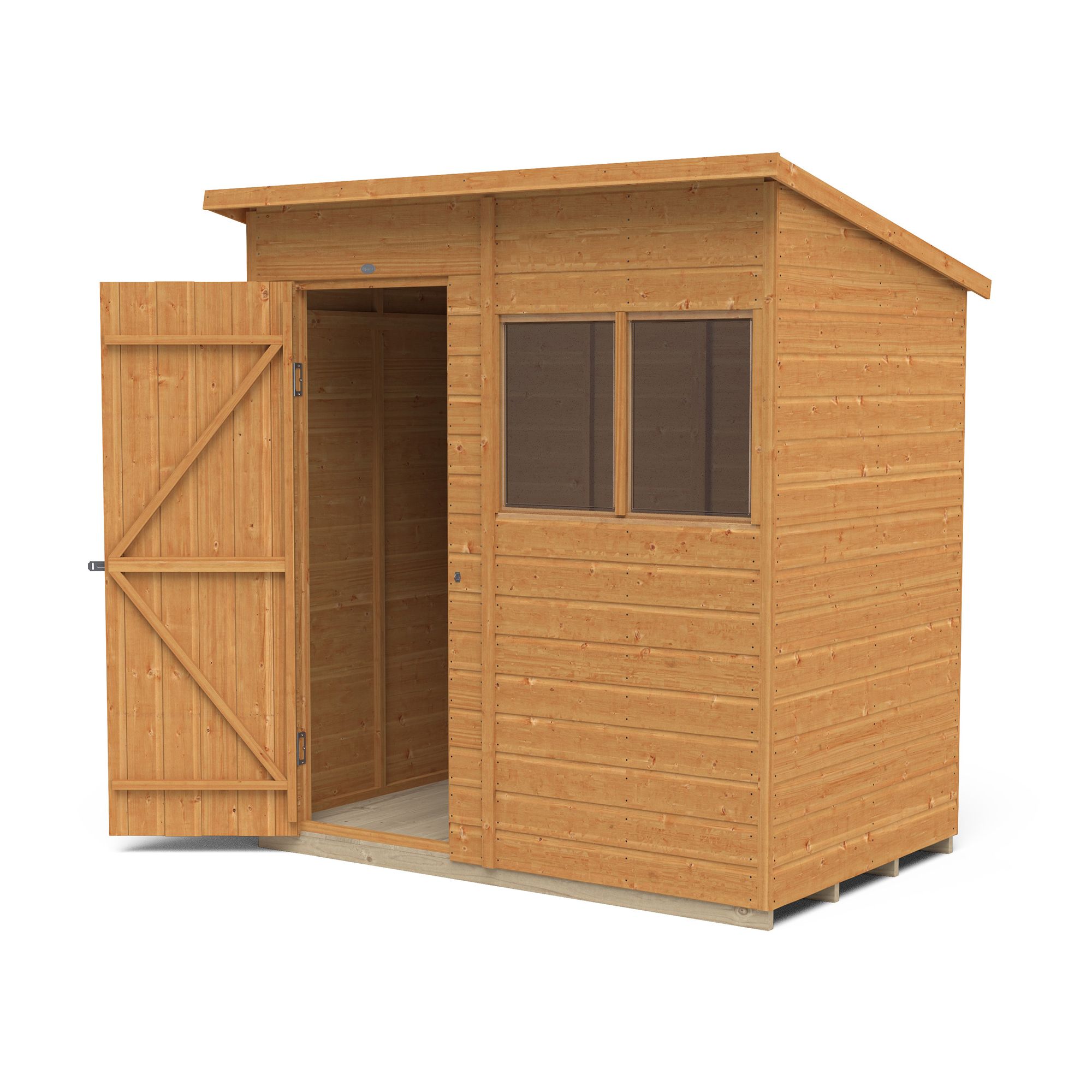 Forest Garden 6x4 ft Pent Shed with floor & 2 windows