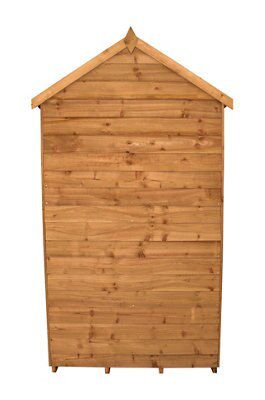 Forest Garden 6x4 ft Reverse apex Golden brown Wooden Shed with floor & 1 window (Base included) - Assembly service included