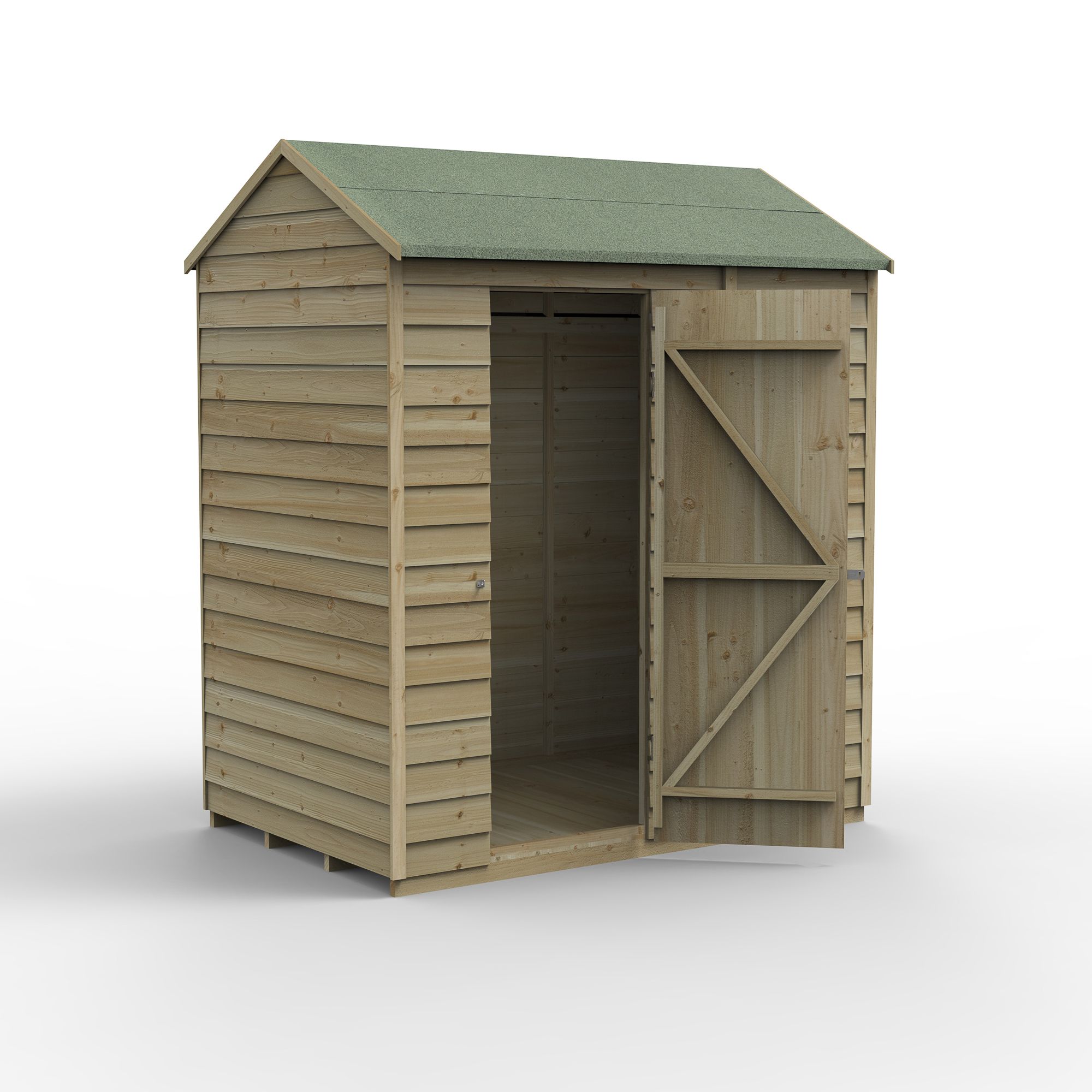 Forest Garden 6x4 Ft Reverse Apex Overlap Wooden Shed With Floor (Base ...