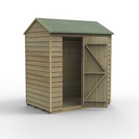 Forest Garden 6x4 ft Reverse apex Overlap Wooden Shed with floor (Base included) - Assembly service included