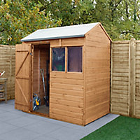 Forest Garden 6x4 ft Reverse apex Shiplap Wooden Shed with floor & 2 windows - Assembly service included