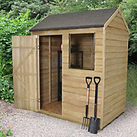 Forest Garden 6x4 ft Reverse apex Wooden Shed with floor & 1 window - Assembly service included