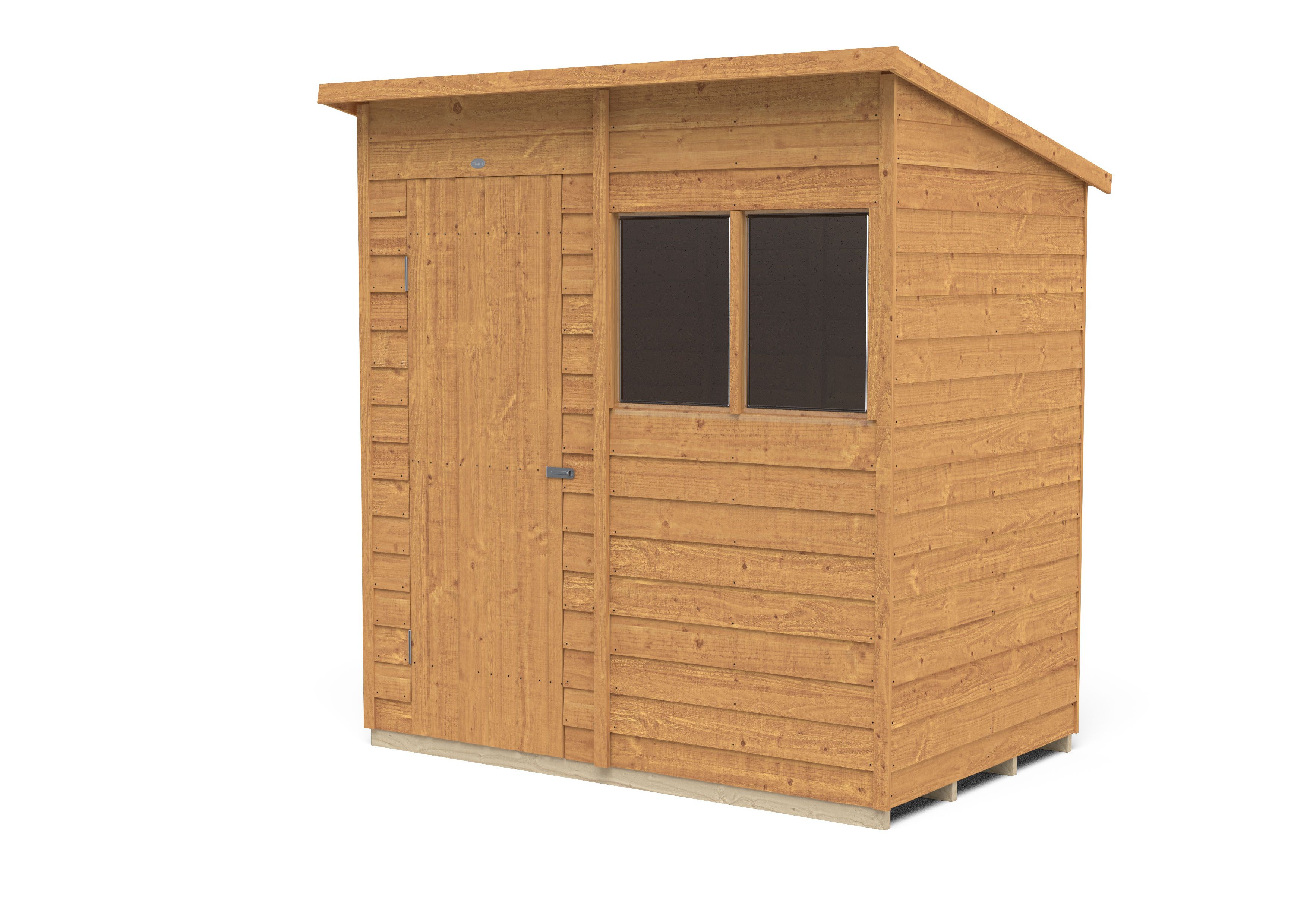 Forest Garden 6x4 Pent Dip treated Overlap Wooden Shed with floor (Base included)