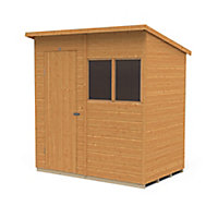 Forest Garden 6x4 Pent Dip treated Shiplap Golden Brown Shed with floor (Base included) - Assembly service included