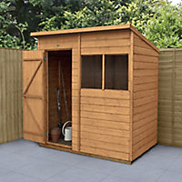 Forest Garden 6x4 Pent Dip treated Shiplap Golden Brown Shed with floor