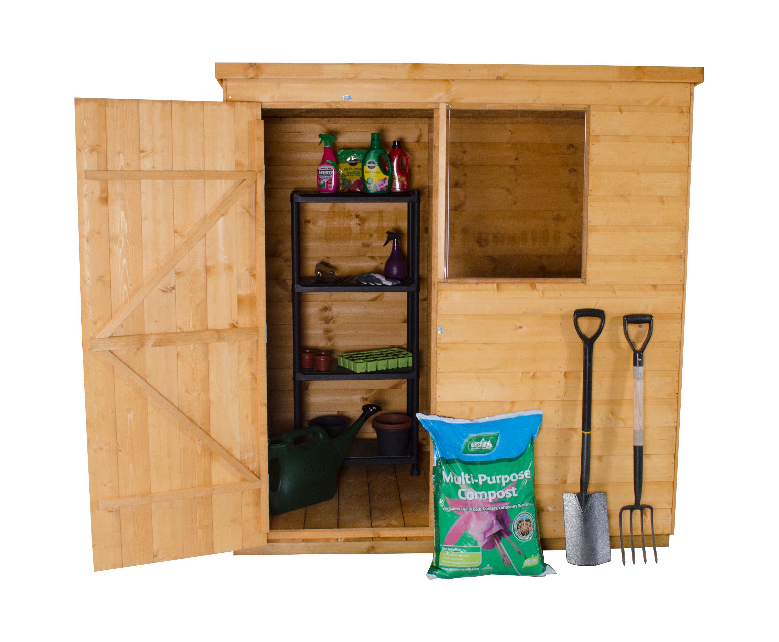 Forest Garden 6x4 Pent Dip treated Shiplap Golden brown Wooden Shed with floor