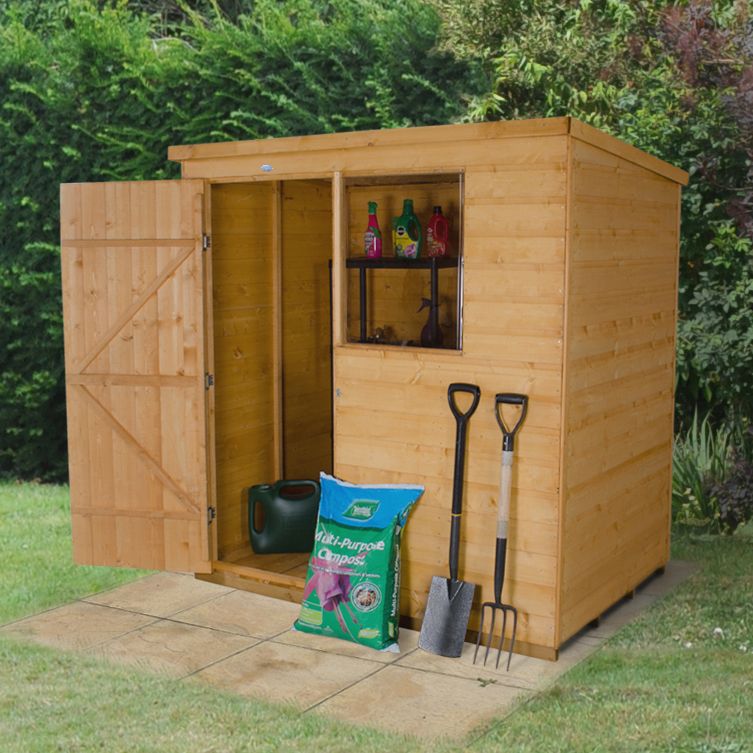 Forest Garden 6x4 Pent Dip treated Shiplap Golden brown Wooden Shed with floor