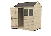 Forest Garden 6x4 Reverse apex Pressure treated Overlap Wooden Shed with floor (Base included)