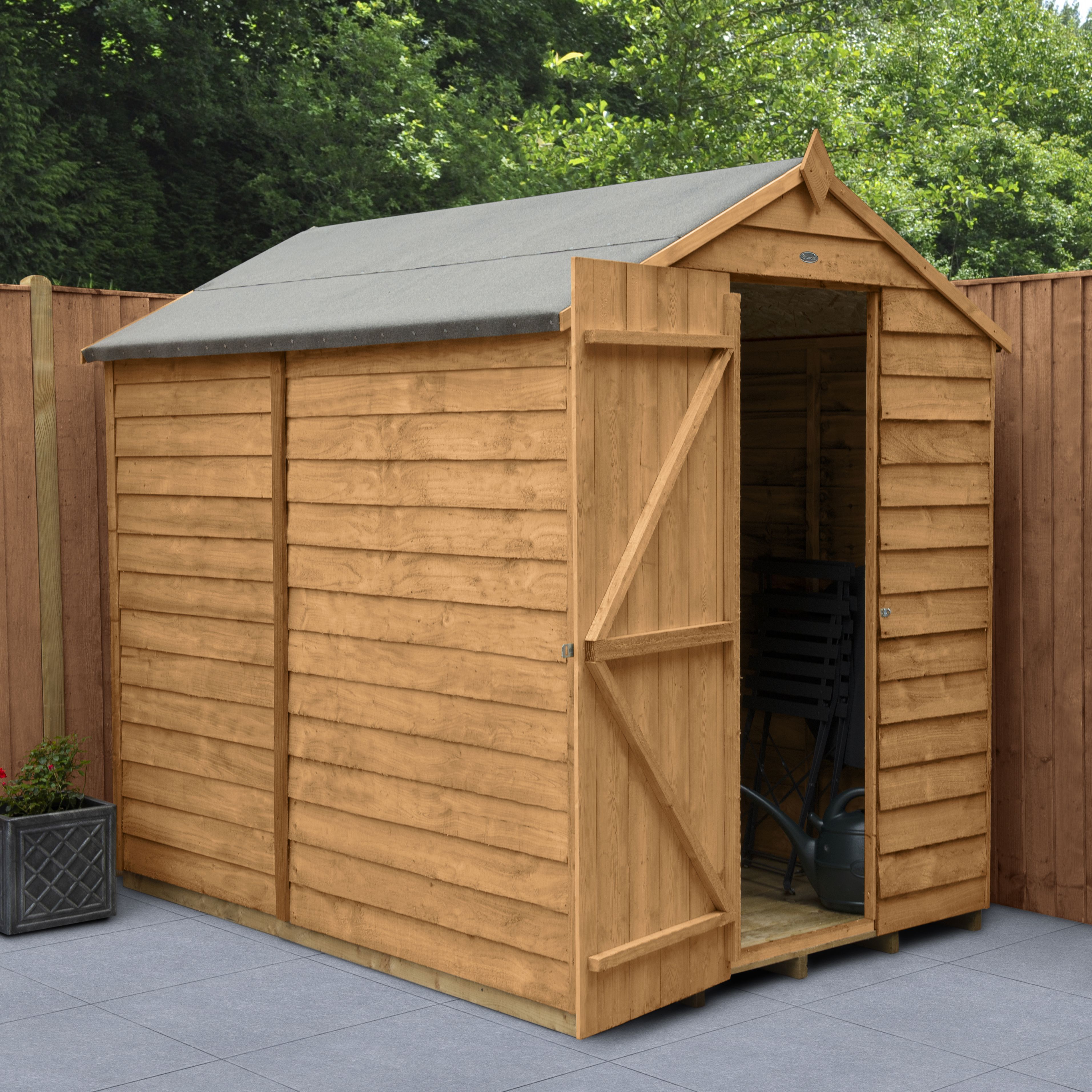 forest garden 7x5 apex overlap wooden shed diy at b&q