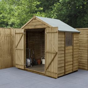 Forest Garden 7x5 ft Apex Overlap Pressure treated Wooden 2 door Shed with floor (Base included)