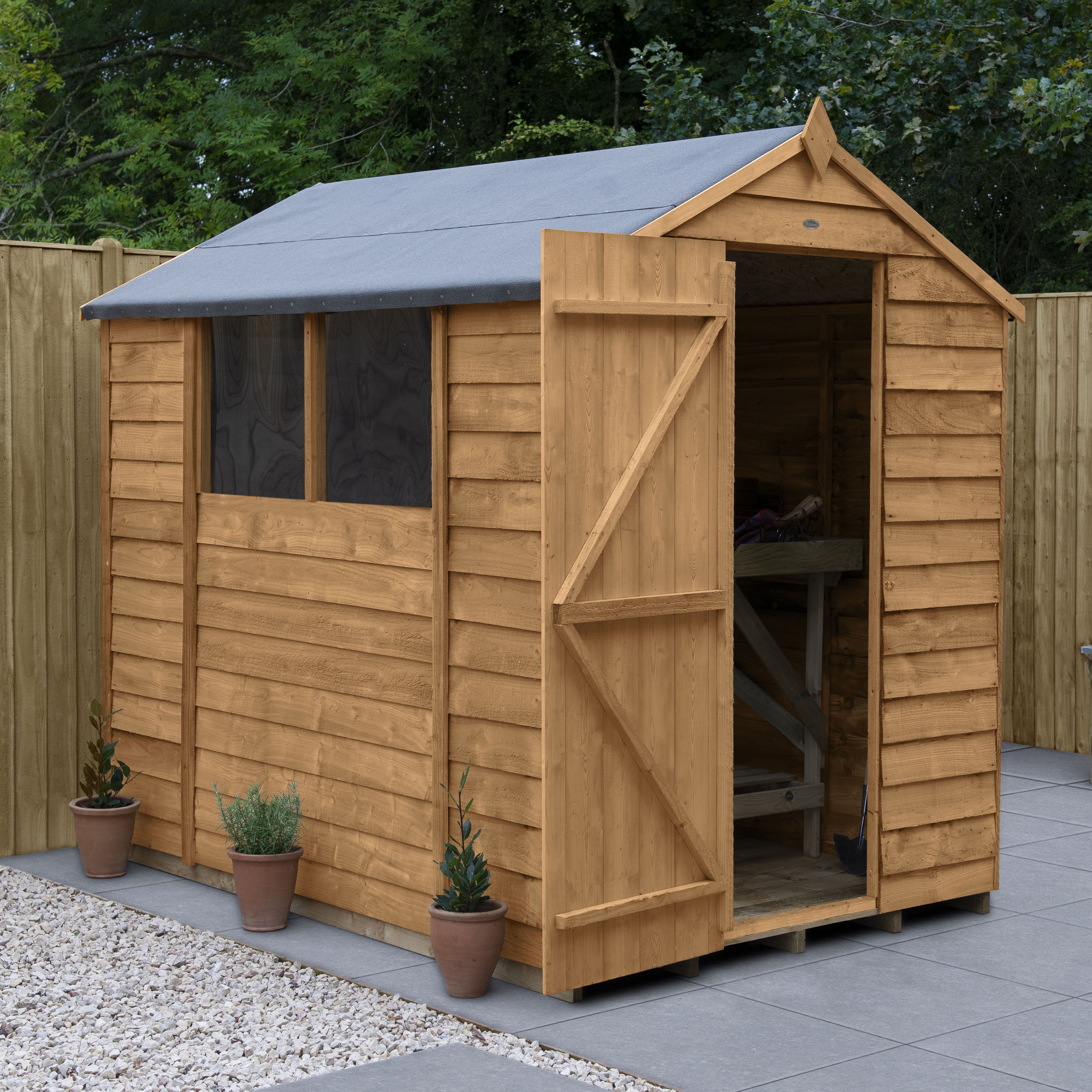 Forest Garden 7x5 ft Apex Wooden Shed with floor & 2 windows - Assembly service included