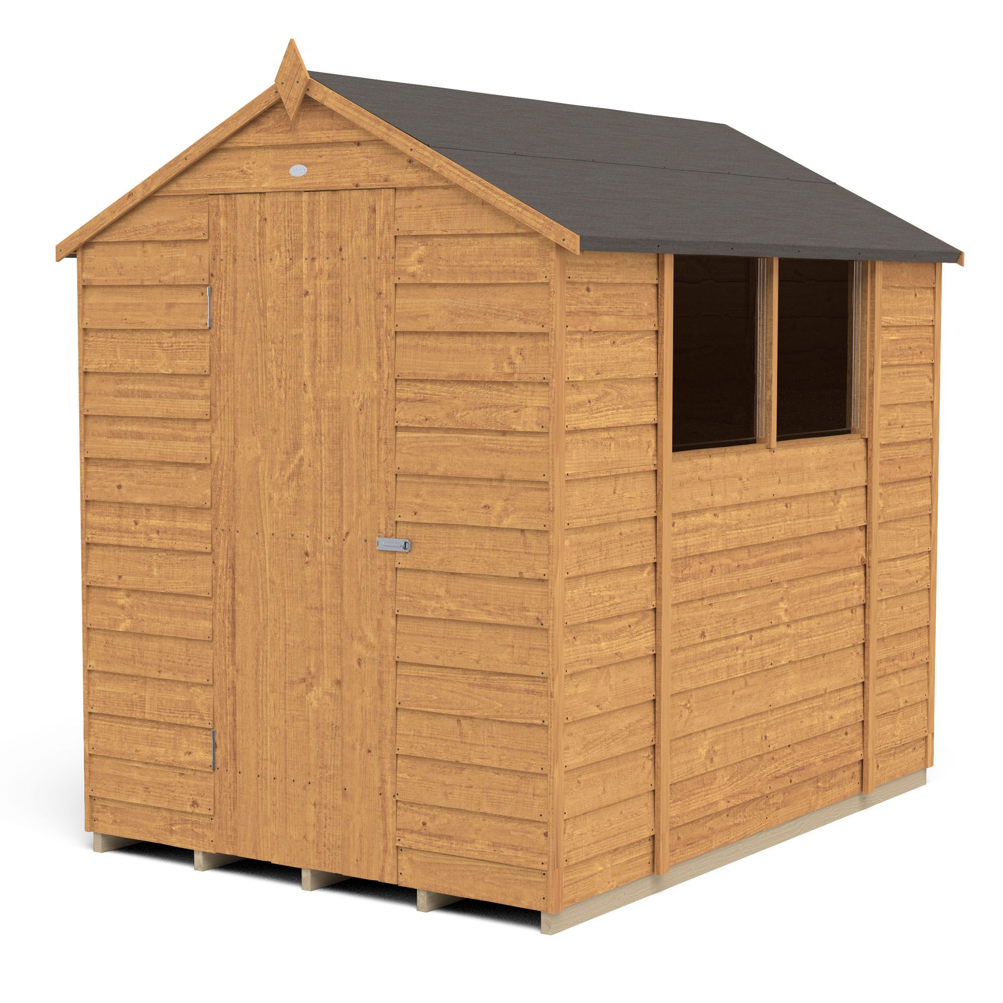 Forest Garden 7x5 ft Apex Wooden Shed with floor & 2 windows (Base included) - Assembly service included