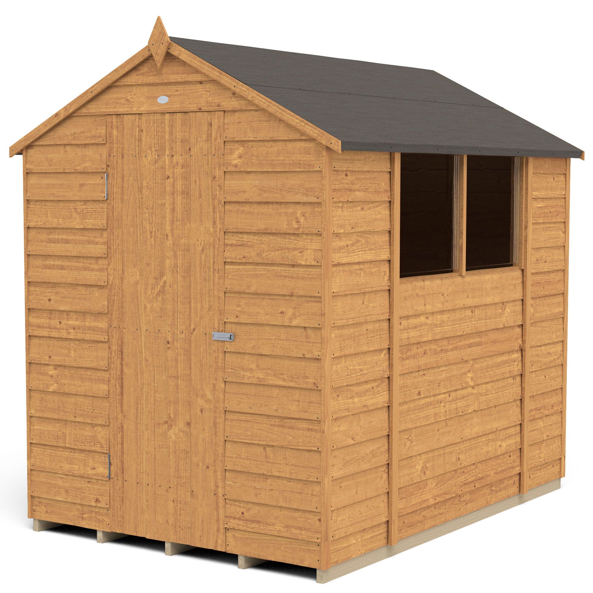 Forest Garden 7x5 ft Apex Wooden Shed with floor & 2 windows (Base included)
