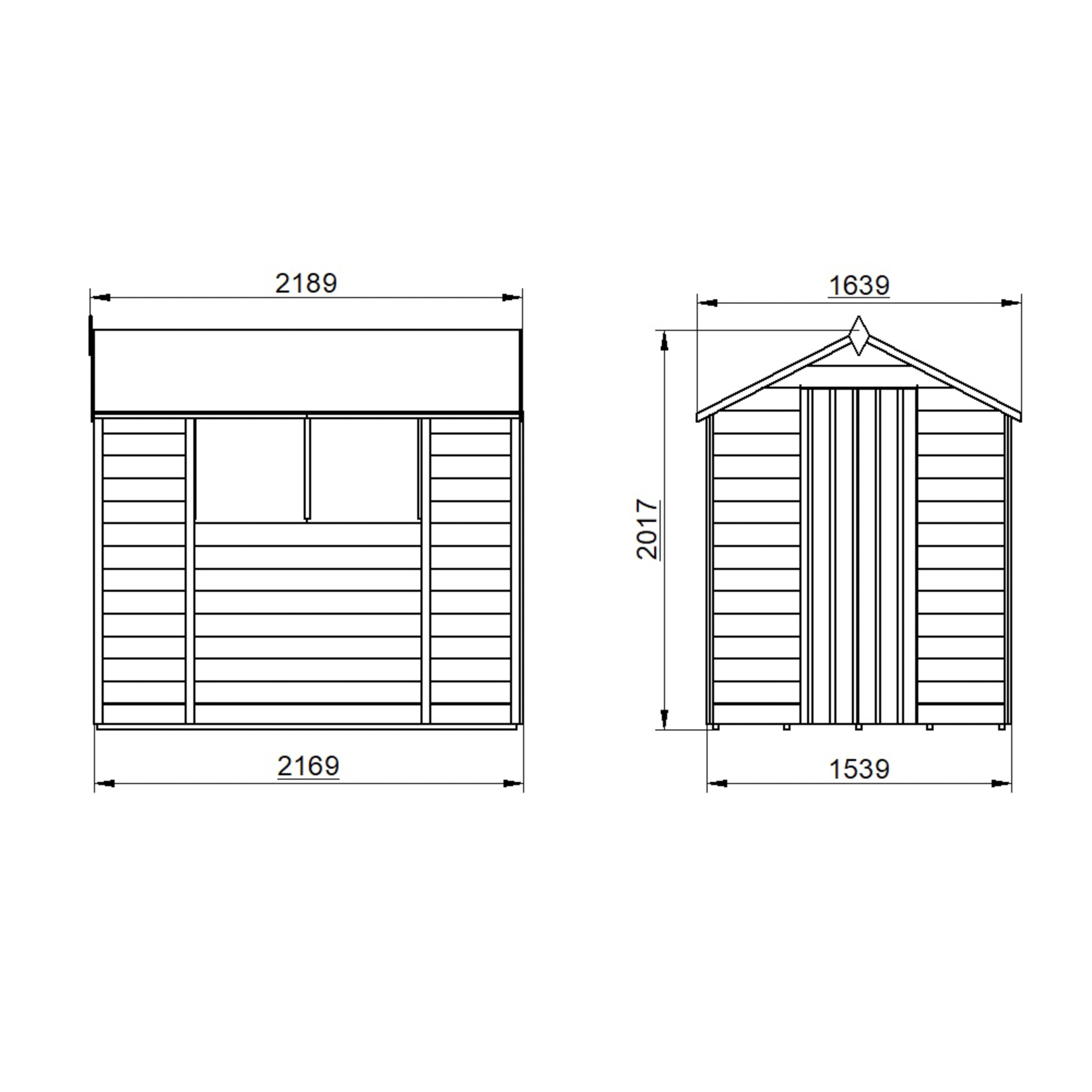 Forest Garden 7x5 ft Apex Wooden Shed with floor & 2 windows (Base included)