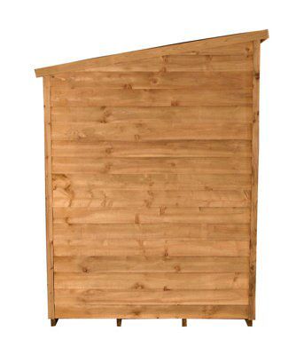 Forest Garden 7x5 ft Pent Golden brown Wooden Shed with floor & 2 windows (Base included) - Assembly service included
