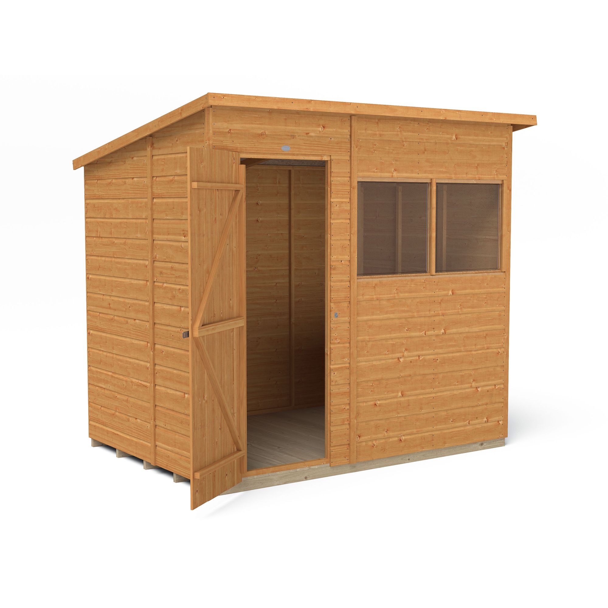 Forest Garden 7x5 ft Pent Shiplap Wooden Shed with floor & 2 windows