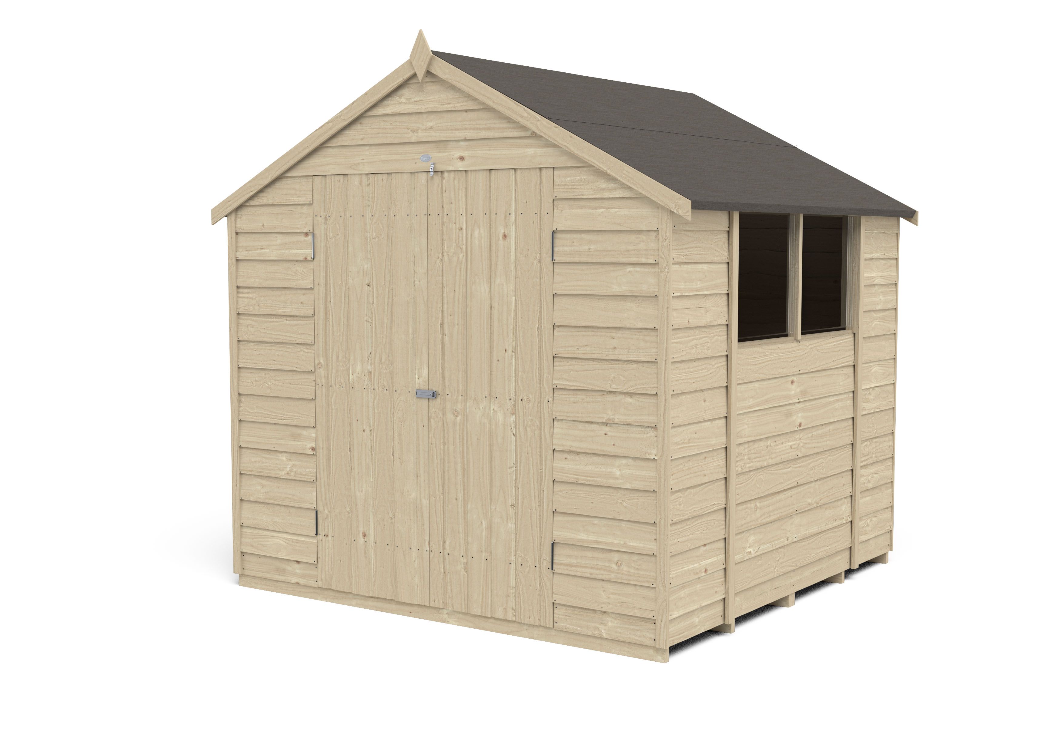 Forest Garden 7x7 ft Apex Wooden 2 door Shed with floor & 2 windows - Assembly service included