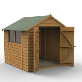 Forest Garden 7x7 ft Apex Wooden 2 door Shed with floor & 2 windows (Base included) - Assembly service included