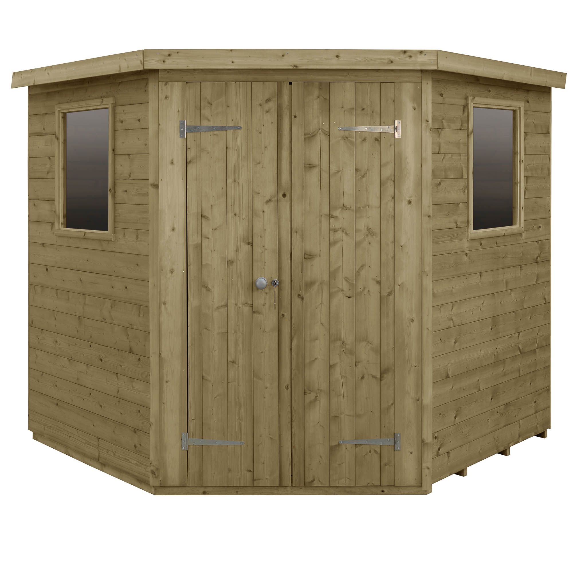 Forest Garden 7x7 ft Pent 2 door Shed with floor & 2 windows - Assembly service included