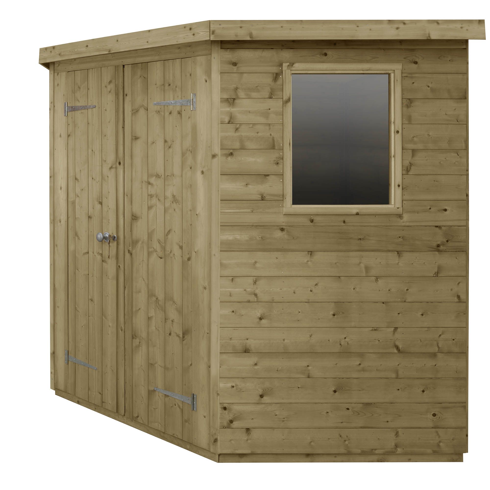 Forest Garden 7x7 ft Pent 2 door Shed with floor & 2 windows - Assembly service included