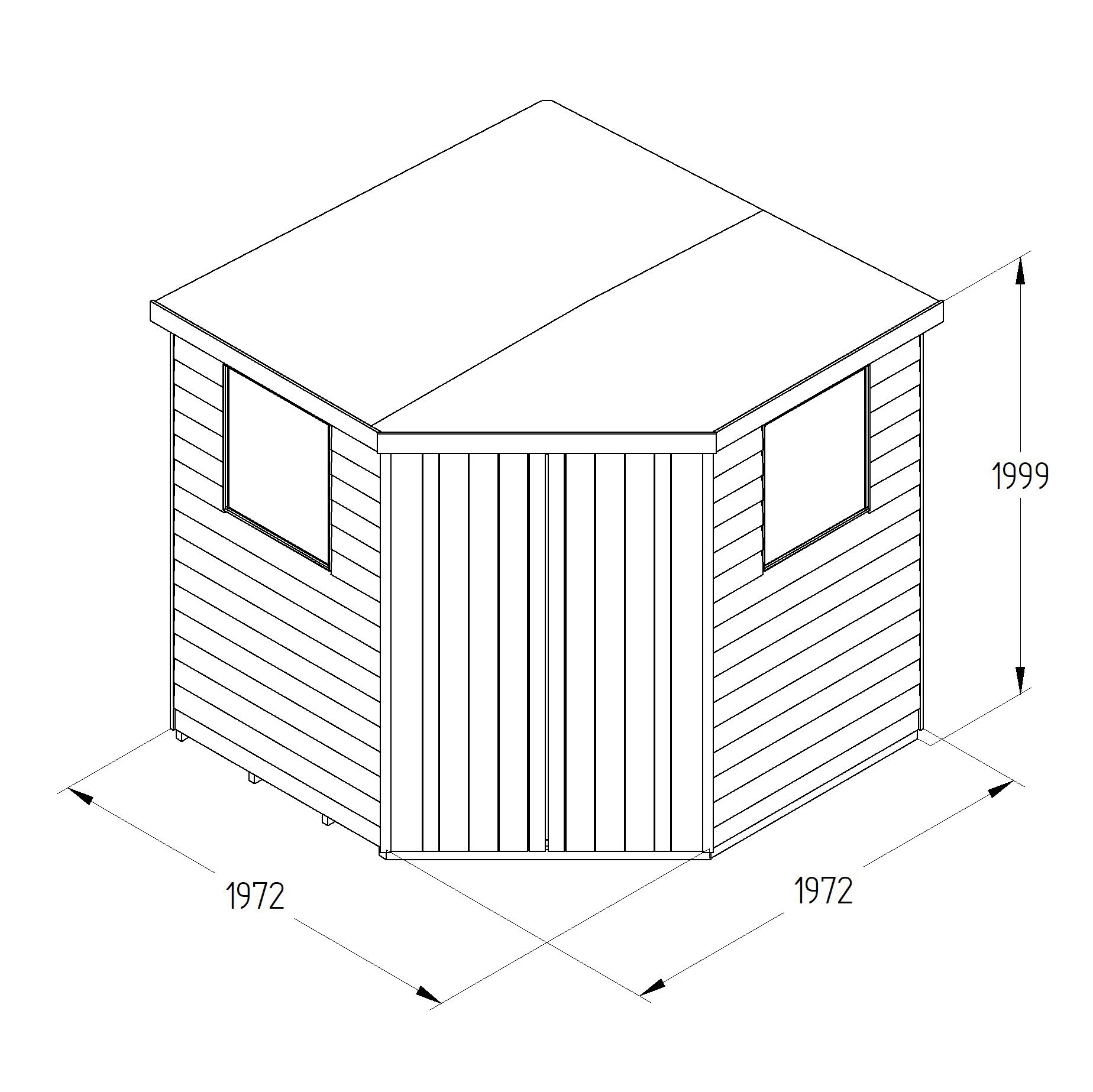 Forest Garden 7x7 ft Wooden 2 door Shed with floor & 2 windows