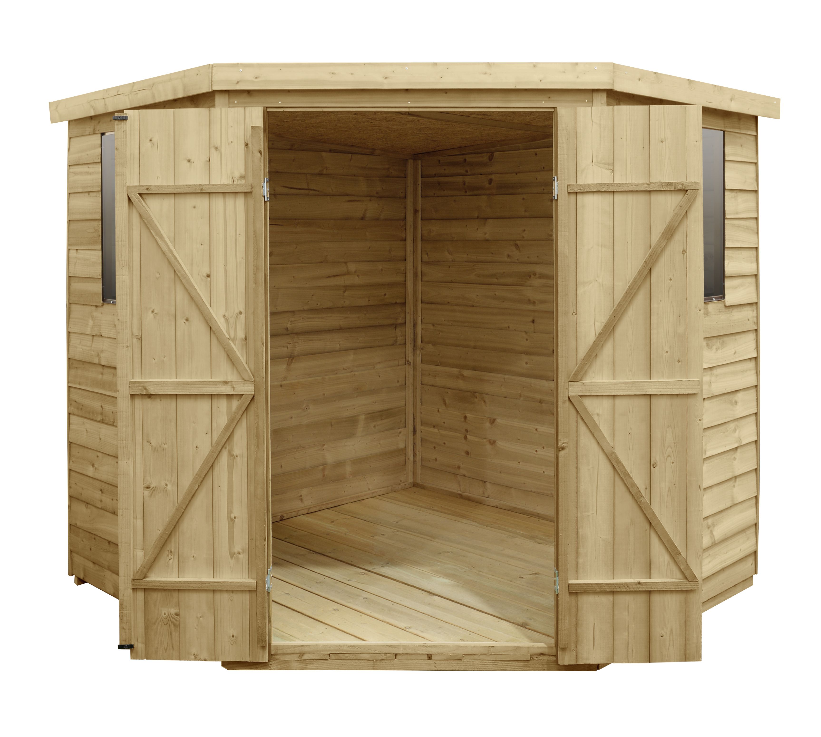 Forest Garden 7x7 ft Wooden 2 door Shed with floor & 2 windows