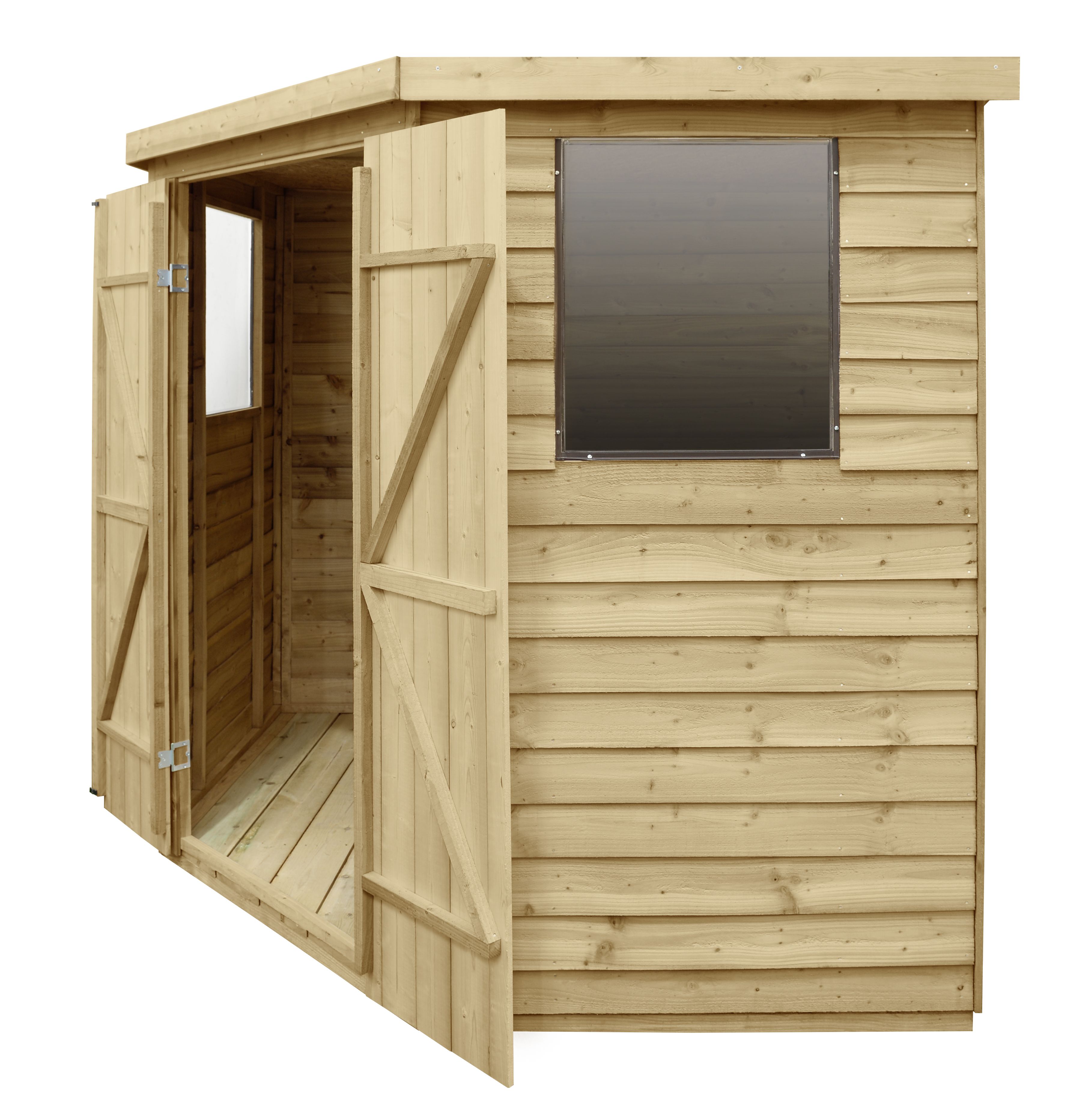 Forest Garden 7x7 ft Wooden 2 door Shed with floor & 2 windows