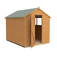 Forest Garden 8x6 Apex Dip treated Shiplap Golden Brown Shed with floor (Base included)