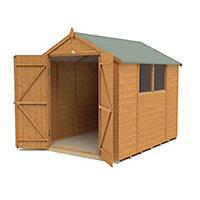 Forest Garden 8x6 Apex Dip treated Shiplap Golden Brown Shed with floor (Base included)