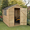 Forest Garden 8x6 Apex Pressure treated Overlap Golden brown Wooden Shed with floor (Base included) - Assembly service included