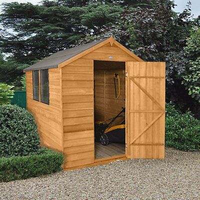 Forest Garden 8x6 ft Apex Golden brown Wooden Shed with floor & 2 windows