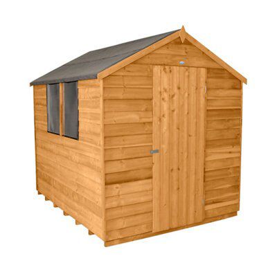 Forest Garden 8x6 ft Apex Golden brown Wooden Shed with floor & 2 windows